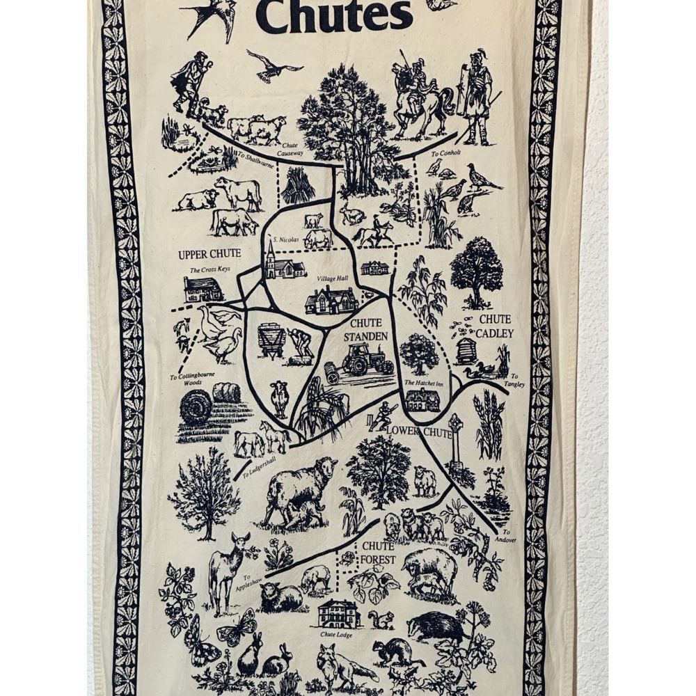 Stuart Morris‎ Textiles The Chutes English Village Map Tea Towel Cotton